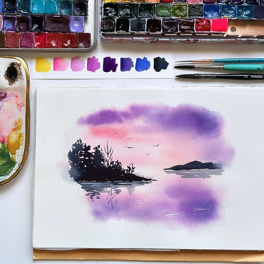 Colorful Watercolor Landscapes: Reimagined - with Madeline Kerrii
