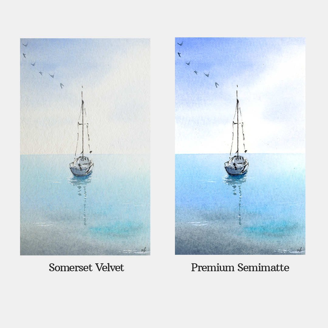 Cerulean Boat Skies Print by Madeline Kerrii