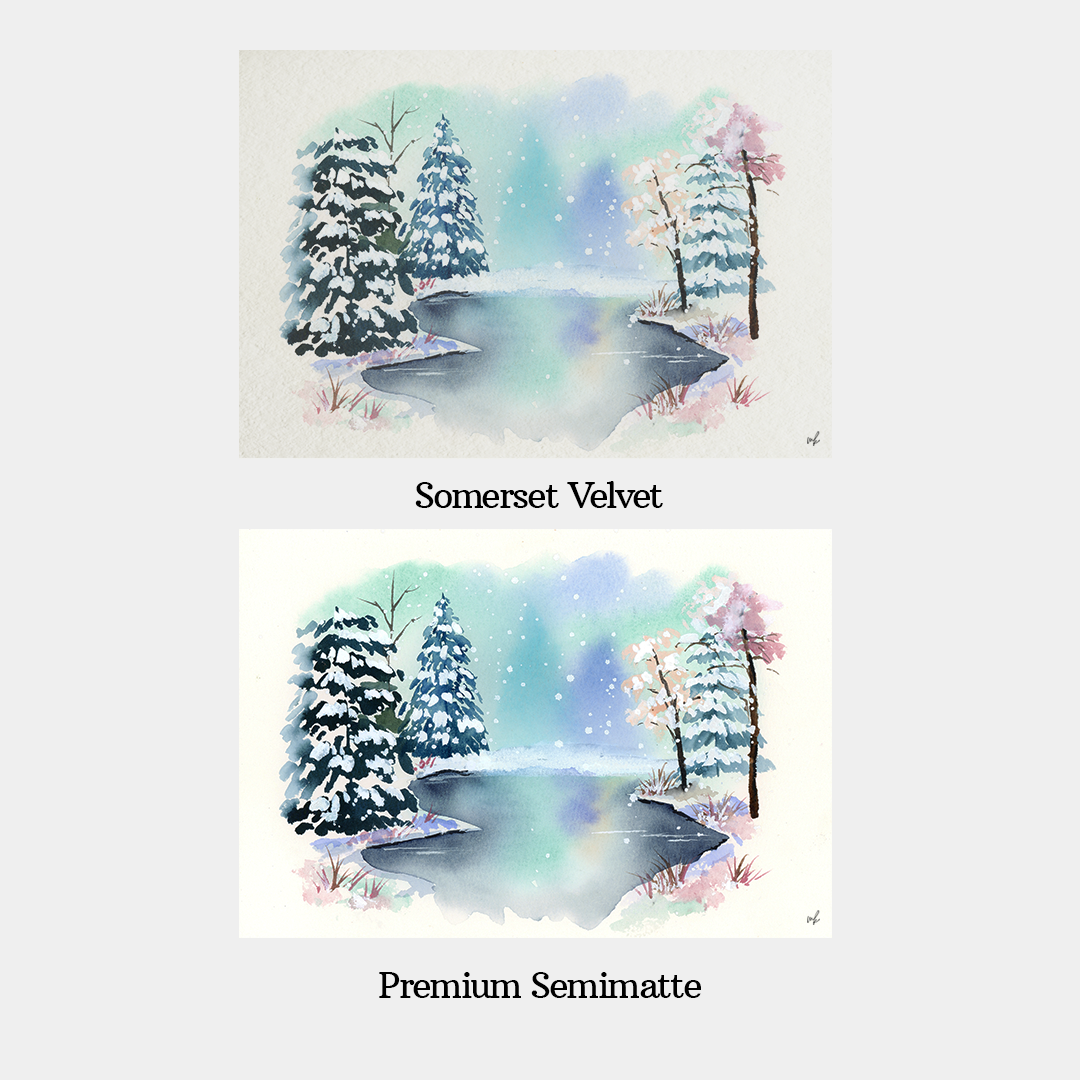 Snowy Indigo Trees Print by Madeline Kerrii