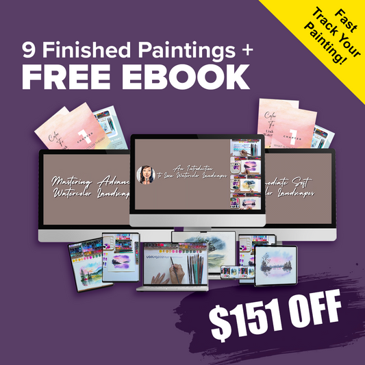 The Complete Series: Loose Watercolor Landscapes with Madeline Kerrii + Free eBook