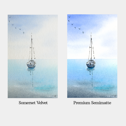 Cerulean Boat Skies Print by Madeline Kerrii