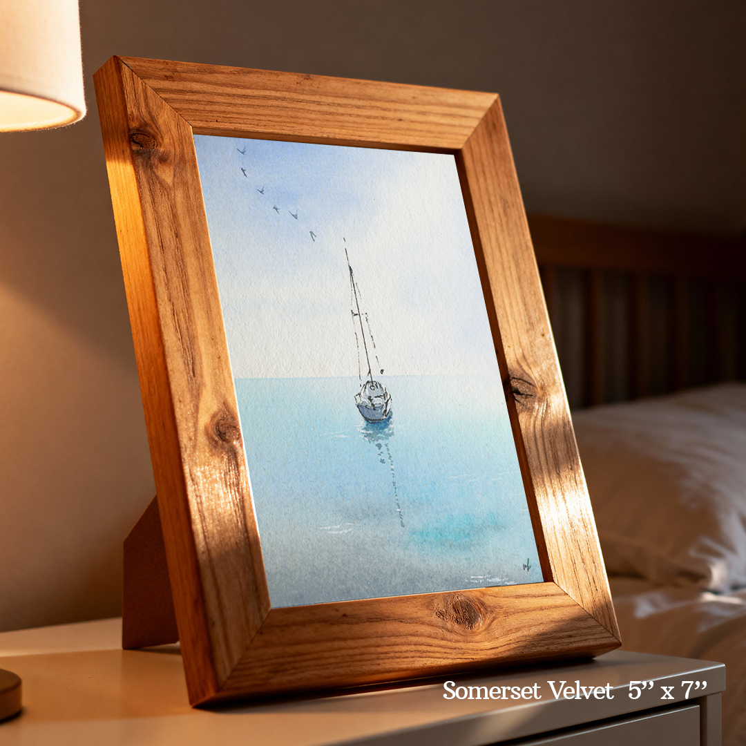 Cerulean Boat Skies Print by Madeline Kerrii