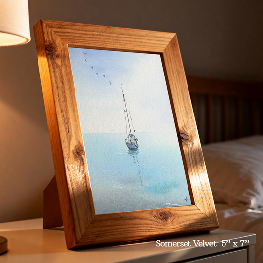 Cerulean Boat Skies Print by Madeline Kerrii