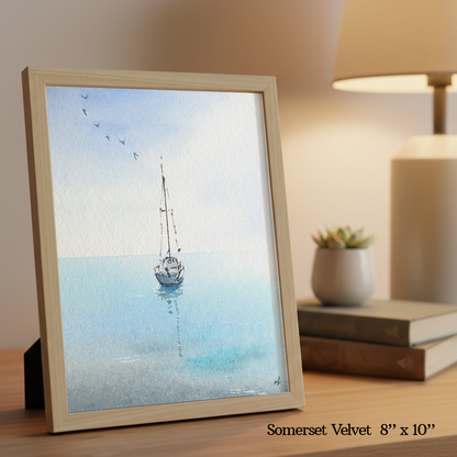 Cerulean Boat Skies Print by Madeline Kerrii