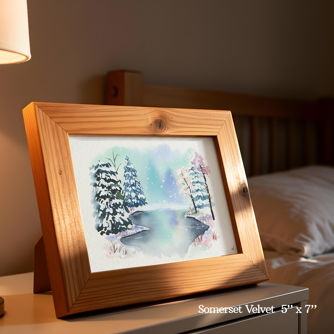 Snowy Indigo Trees Print by Madeline Kerrii