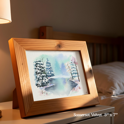 Snowy Indigo Trees Print by Madeline Kerrii