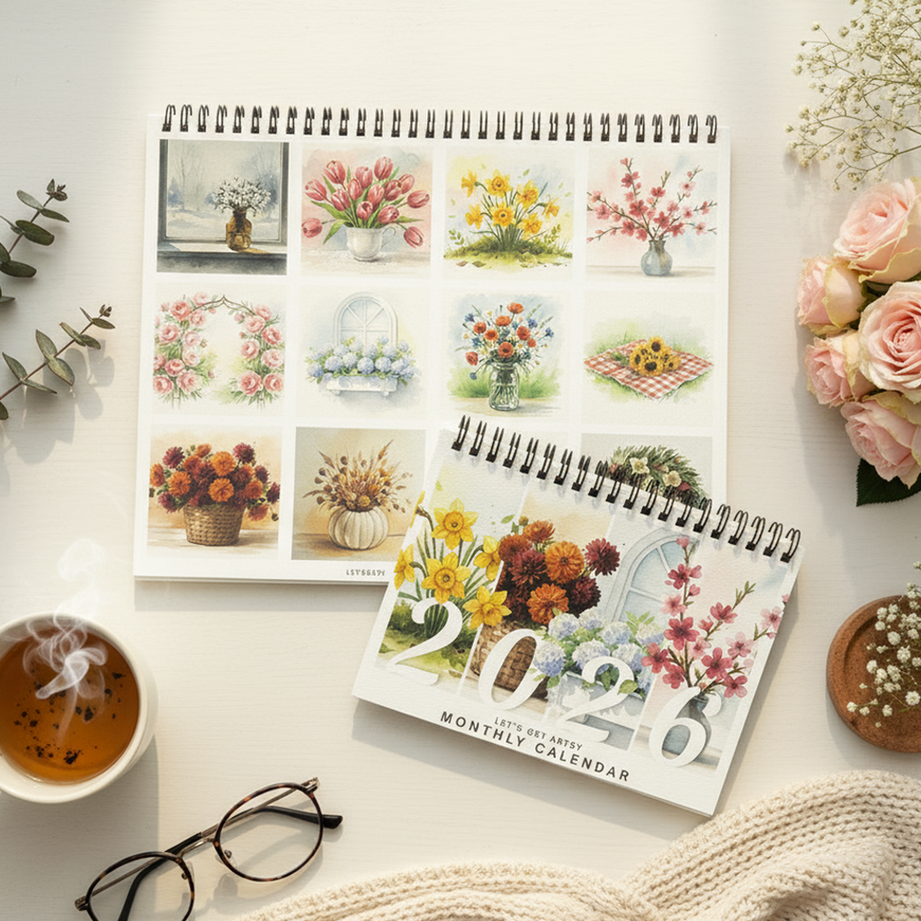 Paintable Floral 2026 Calendar