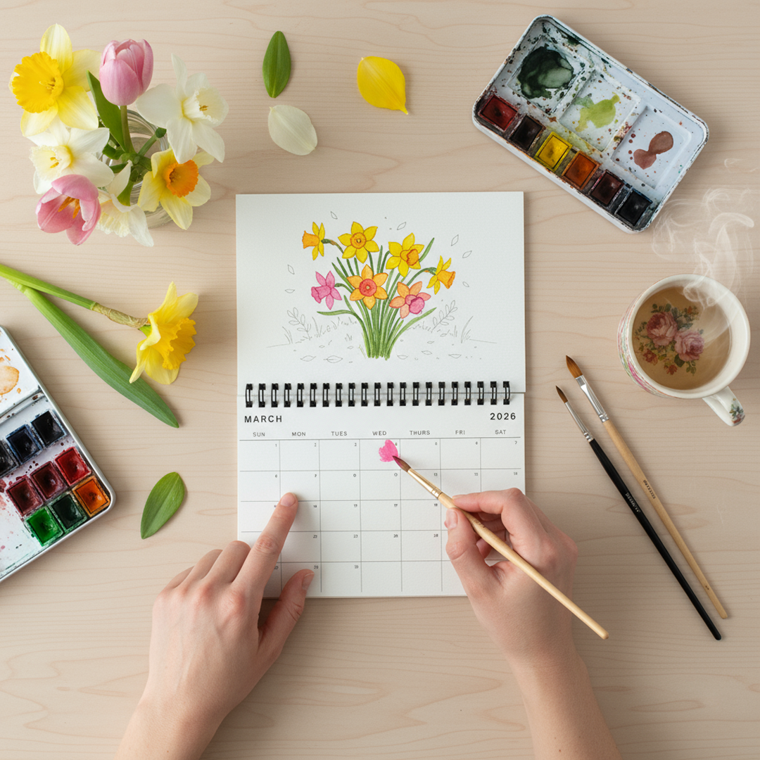Paintable Floral 2026 Calendar