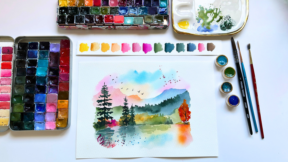 Intermediate Soft Watercolor Landscapes With Madeline Kerrii – Let's ...